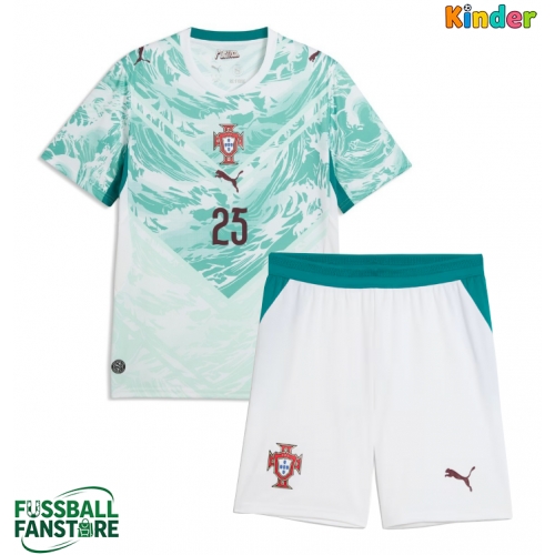 Portugal Nuno Mendes #25 Replik Auswärtstrikot Kinder WM 2026 Kurzarm (+ Kurze Hosen)